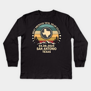 San Antonio Texas Total Solar Eclipse 2024 Kids Long Sleeve T-Shirt